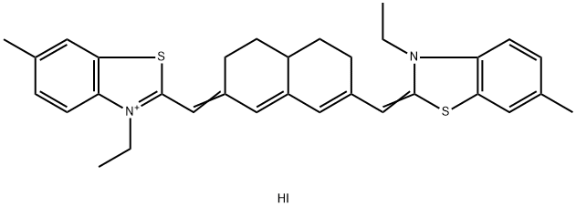 3-ETHYL-2-([7-([3-ETHYL-6-METHYL-1,3-BENZOTHIAZOL-2(3H)-YLIDENE]METHYL)-4,4A,5,6-TETRAHYDRO-2(3H)-NAPHTHALENYLIDENE]METHYL)-6-METHYL-1,3-BENZOTHIAZOL-3-IUM IODIDE Struktur