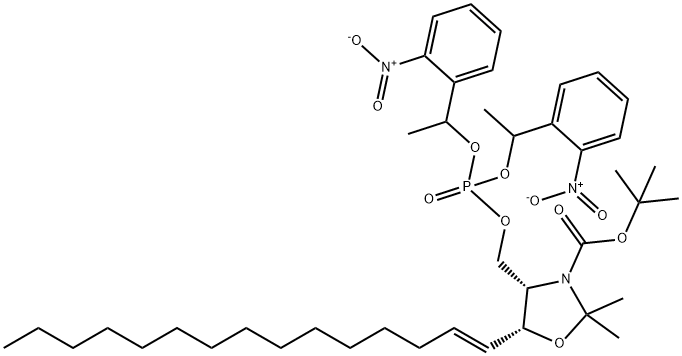 (4S,5R)-4-[[[Bis[1-(2-nitrophenyl)ethoxy]phosphinyl]oxy]Methyl]-2,2-diMethyl-5-(1E)-1-pentadecen-1-yl-3-oxazolidinecarboxylic Acid 1,1-DiMethyleth Struktur