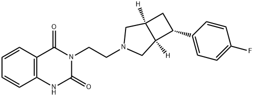 3-[2-[(1S,5S,7S)-7-(4-fluorophenyl)-3-azabicyclo[3.2.0]hept-3-yl]ethyl]-1H-quinazoline-2,4-dione Struktur