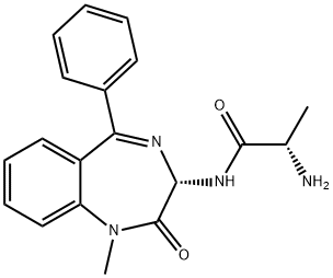 A-(S)-AMINO-N-(2,3-DIHYDRO-1-METHYL-2-OXO-5-PHENYL-1H-1,4-BENZODIAZEPIN-3-(S)-YL) PROPANAMIDE Struktur