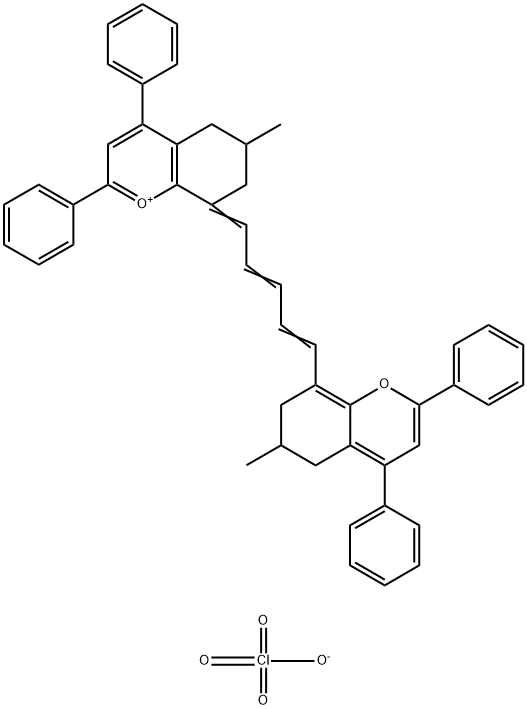 8-[5-(6,7-dihydro-6-methyl-2,4-diphenyl-5H-1-benzopyran-8-yl)penta-2,4-dienylidene]-5,6,7,8-tetrahydro-6-methyl-2,4-diphenyl-1-benzopyrylium perchlorate Struktur