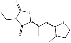 3-ethyl-5-[1-methyl-2-(3-methylthiazolidin-2-ylidene)ethylidene]rhodanine Struktur