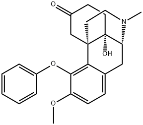 14-Hydroxy-3-Methoxy-N-Methyl-6-oxo-4-phenoxy-Morphinan Struktur