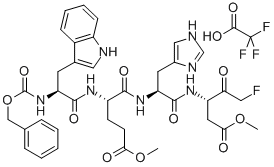 N-[芐氧羰基]-L-色氨酰-L-ALPHA-谷氨酰-N-[(1S)-3-氟-1-(2-甲氧基-2-氧代乙基)-2-氧代丙基]-L-組胺酰胺甲基酯 結(jié)構(gòu)式