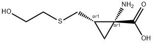 Cyclopropanecarboxylic acid, 1-amino-2-[[(2-hydroxyethyl)thio]methyl]-, Struktur