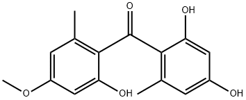 2,2',4-Trihydroxy-4'-methoxy-6,6'-dimethylbenzophenone Struktur