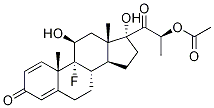 9-fluoro-11beta,17alpha-dihydroxy-17-(S)-lactoylandrosta-1,4-dien-3-one 17beta-acetate  Struktur