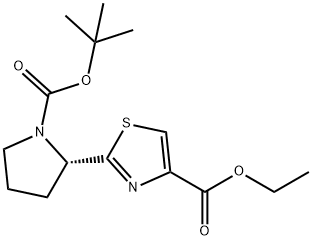 ethyl 2-(N-tert-butoxycarbonyl-2,4-pyrrolidinyl)thiazole-4-carboxylate Struktur