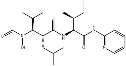 (2R,3S)-3-(formyl-hydroxy-amino)-4-methyl-2-(2-methylpropyl)-N-[(1S,2S)-2-methyl-1-(pyridin-2-ylcarbamoyl)butyl]pentanamide Struktur