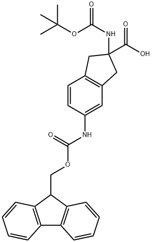 2-(N-BOC-AMINO)-5-(N-FMOC-AMINO)INDAN-2-CARBOXYLIC ACID Struktur