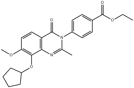 Benzoic  acid,  4-[8-(cyclopentyloxy)-7-methoxy-2-methyl-4-oxo-3(4H)-quinazolinyl]-,  ethyl  ester Struktur