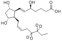 5S,9ALPHA, 11ALPHA-TRIHYDROXY-(8BETA)-PROSTA-6E,14Z-DIEN-1-OIC-17,17,18,18-D4 ACID Struktur