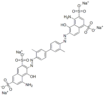 4-Amino-6-[[4'-[(8-amino-1-hydroxy-3,6-disulfo-2-naphtyl)azo]-3,3'-dimethyl-4-biphenylyl]azo]-5-hydroxy-1,3-naphthalenedisulfonic acid tetrasodium salt Struktur