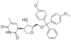 1-((3R,4S,5R)-5-((BIS(4-METHOXYPHENYL)(PHENYL)METHOXY)METHYL)-4-HYDROXYTETRAHYDROFURAN-3-YL)-5-METHYLPYRIMIDINE-2,4(1H,3H)-DIONE Struktur