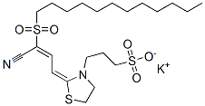 potassium 3-[2-[3-cyano-3-(dodecylsulphonyl)allylidene]thiazolidin-3-yl]propane-1-sulphonate  Struktur