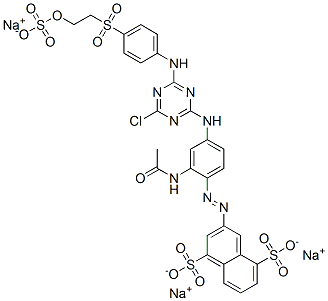 1,5-Naphthalenedisulfonic acid, 3-2-(acetylamino)-4-4-chloro-6-4-2-(sulfooxy)ethylsulfonylphenylamino-1,3,5-triazin-2-ylaminophenylazo-, trisodium salt Struktur