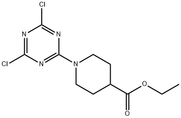 ETHYL 1-(4,6-DICHLORO-1,3,5-TRIAZIN-2-YL)PIPERIDINE-4-CARBOXYLATE Struktur