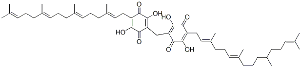 2,2'-Methylenebis[3,6-dihydroxy-5-[(2E,6E,10E)-3,7,11,15-tetramethyl-2,6,10,14-hexadecatetrenyl]-1,4-benzoquinone] Struktur