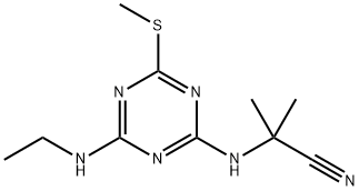 2-[(4-ethylamino-6-methylsulfanyl-1,3,5-triazin-2-yl)amino]-2-methyl-p ropanenitrile Struktur