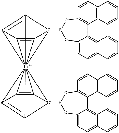 (R,R)-1,1'-BIS[DINAPHTHO[1,2-D,1,2F][1,3,2]DIOXAPHOSPHEPIN-8-YL]FERROCENE Struktur