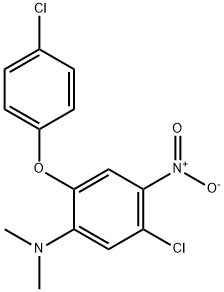 5-chloro-2-(4-chlorophenoxy)-N,N-dimethyl-4-nitroaniline Struktur