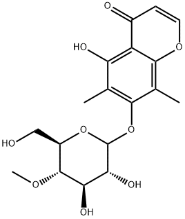 5-Hydroxy-6,8-dimethyl-7-[(4-O-methyl-D-glucopyranosyl)oxy]-4H-1-benzopyran-4-one Struktur