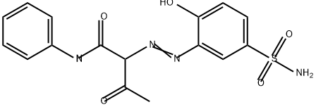 4-Hydroxy-3-[[2-oxo-1-(phenylcarbamoyl)propyl]azo]benzenesulfonamide Struktur