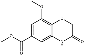 Methyl 8-methoxy-3-oxo-3,4-dihydro-2H-1,4-benzoxazine-6-carboxylate Struktur