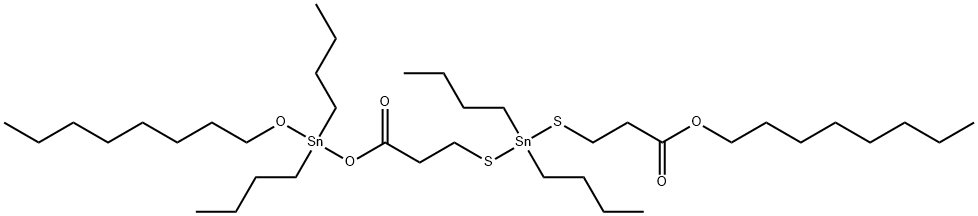 dibutyl[[3-[[dibutyl[[2-[(octyloxy)carbonyl]ethyl]thio]stannyl]thio]propionyl]oxy](octyloxy)stannane Struktur