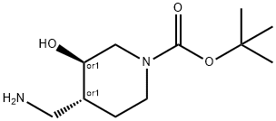 3S,4S-4-aminomethyl-3-hydroxy-piperidine-1-carboxylic acid tert-butyl ester Struktur