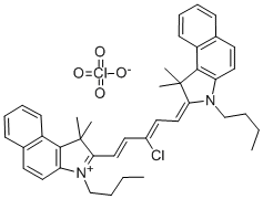 1H-BENZ[E]INDOLIUM, 3-BUTYL-2-[5-(3-BUTYL-1,3-DIHYDRO-1,1-DIMETHYL-2H-BENZ[E]INDOL-2-YLIDENE)-3-CHLORO-1,3-PENTADIENYL]-1,1-DIMETHYL-, PERCHLORATE Struktur