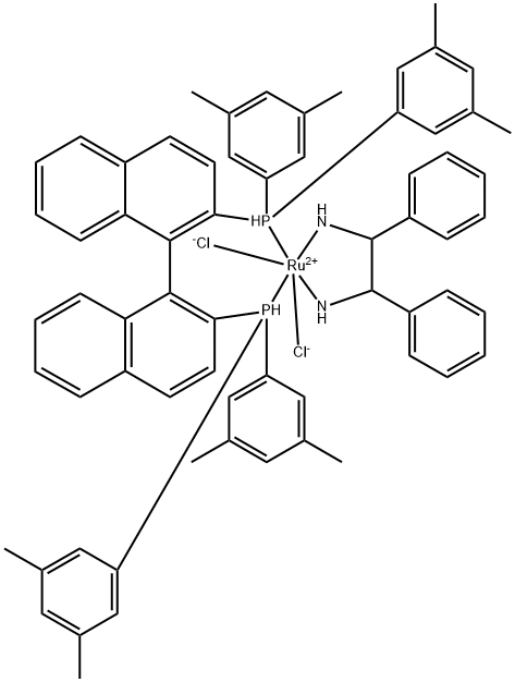 Dichloro{(R)-(+)-2,2'-bis[di(3,5-xylyl)phosphino]-1,1'-binaphthyl}[(1R,2R)-(+)-1,2-diphenylethylenediamine]ruthenium(II) Struktur