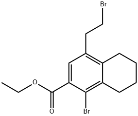 ethyl 1-bromo-4-(2-bromoethyl)-4a,5,6,7,8,8a-hexahydronaphthalene-2-carboxylate Struktur