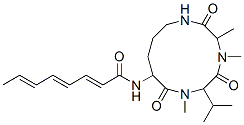 N-[3,4,7-Trimethyl-6-(1-methylethyl)-2,5,8-trioxo-1,4,7-triazacyclododecan-9-yl]-2,4,6-octatrienamide Struktur