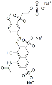 trisodium 5-(acetylamino)-4-hydroxy-3-[[4-methoxy-3-[[2-(sulphonatooxy)ethyl]sulphonyl]phenyl]azo]naphthalene-2,7-disulphonate Struktur