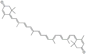 (4E)-3,5,5-trimethyl-4-[(2E,4E,6E,8E,10E,12E,14E,16E,18E)-3,7,12,16-te tramethyl-18-(2,6,6-trimethyl-4-oxo-1-cyclohex-2-enylidene)octadeca-2, 4,6,8,10,12,14,16-octaenylidene]cyclohex-2-en-1-one Struktur