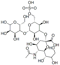 (2S,4S,5R,6R)-5-acetamido-2-[(2R,3S,4S,5R,6S)-3,5-dihydroxy-2-(sulfoox ymethyl)-6-[(2R,3R,4S,5R)-4,5,6-trihydroxy-2-(hydroxymethyl)oxan-3-yl] oxy-oxan-4-yl]oxy-4-hydroxy-6-[(1S,2R)-1,2,3-trihydroxypropyl]oxane-2- carboxylic acid Struktur