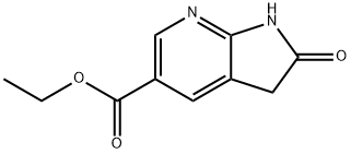 2,3-Dihydro-2-oxo-1H-pyrrolo[2,3-b]pyridine-5-carboxylic acid ethyl ester Struktur