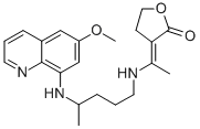 (3E)-3-[1-[4-[(6-methoxyquinolin-8-yl)amino]pentylamino]ethylidene]oxolan-2-one Struktur