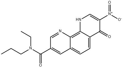 N-Ethyl-7,10-dihydro-8-nitro-7-oxo-N-propyl-1,10-phenanthroline-3-carboxamide Struktur