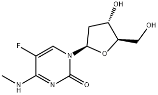 5-fluoro-1-[(2R,4S,5R)-4-hydroxy-5-(hydroxymethyl)oxolan-2-yl]-4-methy lamino-pyrimidin-2-one Struktur