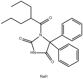 3-pentanoyl-5,5-diphenylhydantoin Struktur