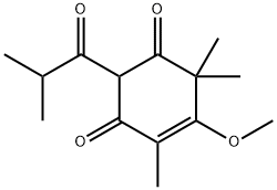 2-(1-Oxo-2-methylpropyl)-4,6,6-trimethyl-5-methoxy-4-cyclohexene-1,3-dione Struktur