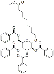 Nonanoic acid, 9-(2,3,4,6-tetra-O-benzoyl-.alpha.-D-mannopyranosyl)oxy-, methyl ester Struktur