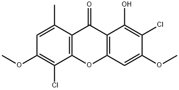 2,5-dichloro-1-hydroxy-3,6-dimethoxy-8-methyl-xanthen-9-one Struktur