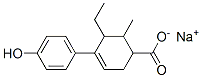 5-Ethyl-4-(p-hydroxyphenyl)-6-methyl-3-cyclohexene-1-carboxylic acid sodium salt Struktur