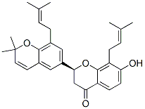 [S,(-)]-2-[2,2-Dimethyl-8-(3-methyl-2-butenyl)-2H-1-benzopyran-6-yl]-2,3-dihydro-7-hydroxy-8-(3-methyl-2-butenyl)-4H-1-benzopyran-4-one Struktur