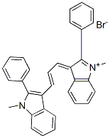 1-Methyl-3-(3-(1-methyl-2-phenyl-1H-indol-3-yl)-2-propenylidene)-2-phe nyl-3H-indolium bromide Struktur