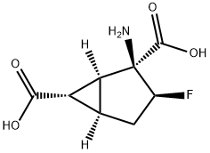 Bicyclo[3.1.0]hexane-2,6-dicarboxylic acid, 2-amino-3-fluoro-, (1S,2S,3S,5R,6S)- (9CI) Struktur