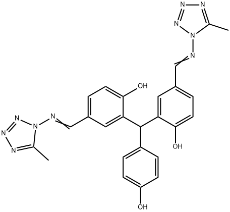 2,2''-[(4-HYDROXYFENYL)METHYLEEN]BIS(4-{(E)-[(5-METHYL-1H-TETRAZOOL1-YL)IMINO]METHYL}FENOL) Struktur